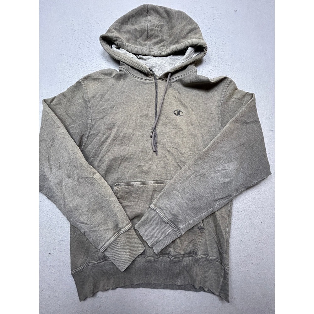 Champion Hoodie Cotton Blend Faded Olive Green Small Mens